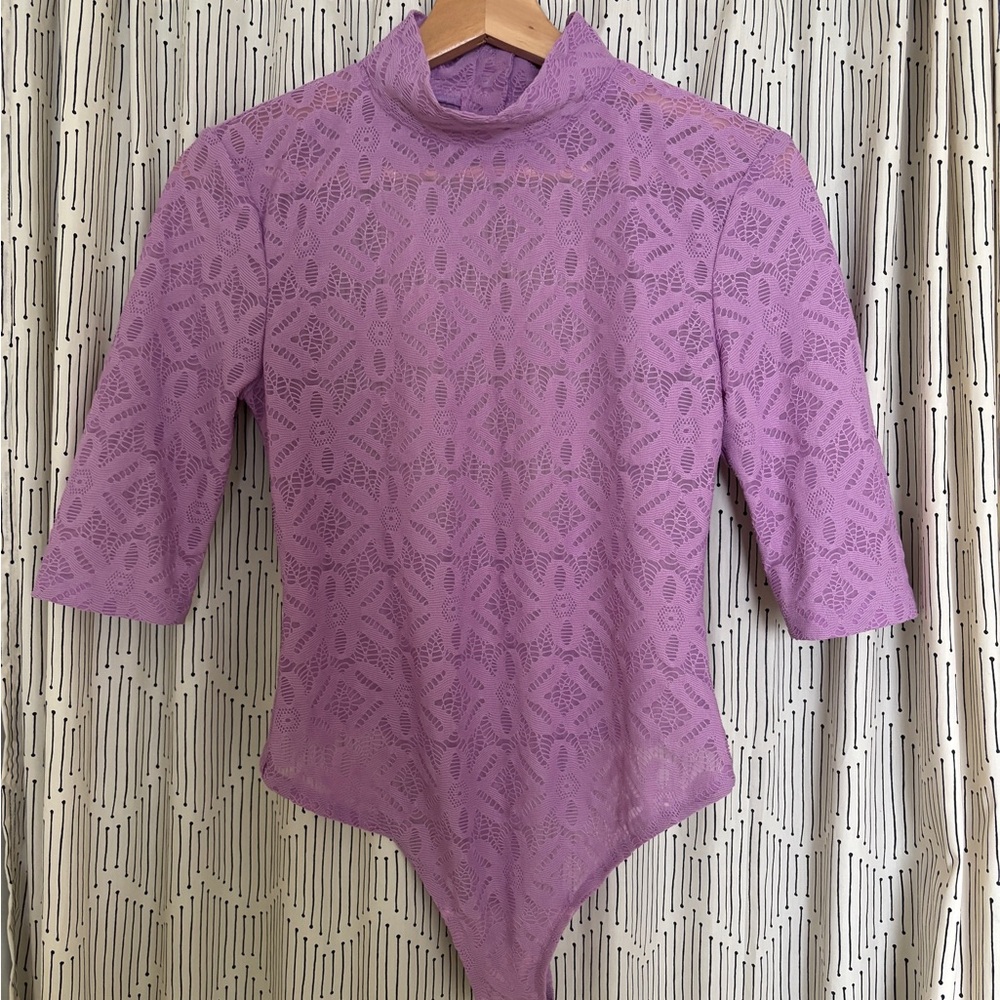 Lilac Lace Mock-Neck Bodysuit - Women
